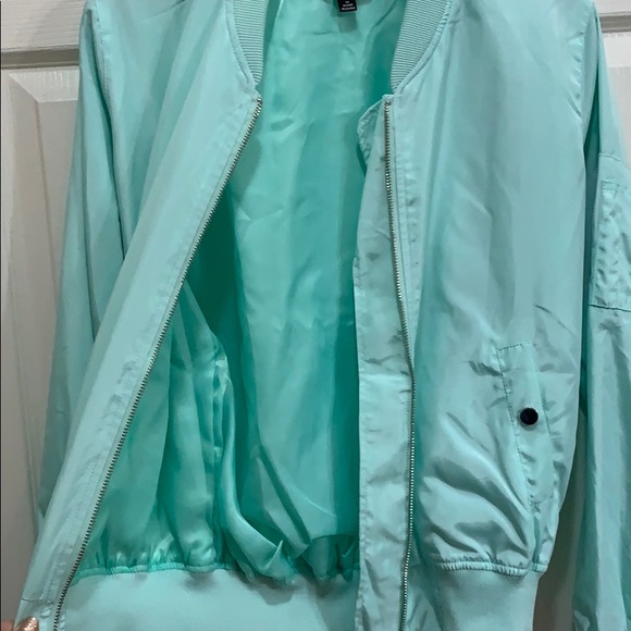 Mint Green Bomber Jacket - Picture 4 of 6